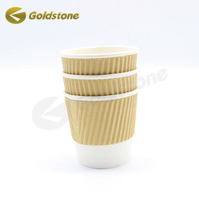 Hot Drink Compatible Ripple Wall Cups Brown Kraft Ripple Cups For Versatile