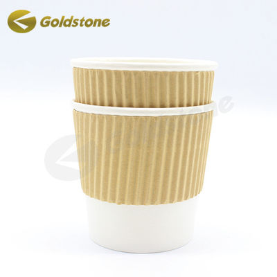 Food Grade Paper 350ml Kraft Ripple Cups Printed Coffee CupsFor Safe Sustainable