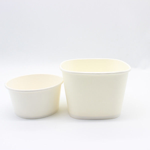 Eco Friendly Paper Bowls White Square Bottom White Disposable Bowls For Hot Soup 2