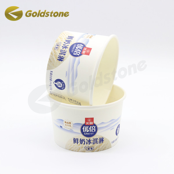 Safe Colorful Style Small Ice Cream Paper Cups 8 Oz Ice Cream Cups White 0