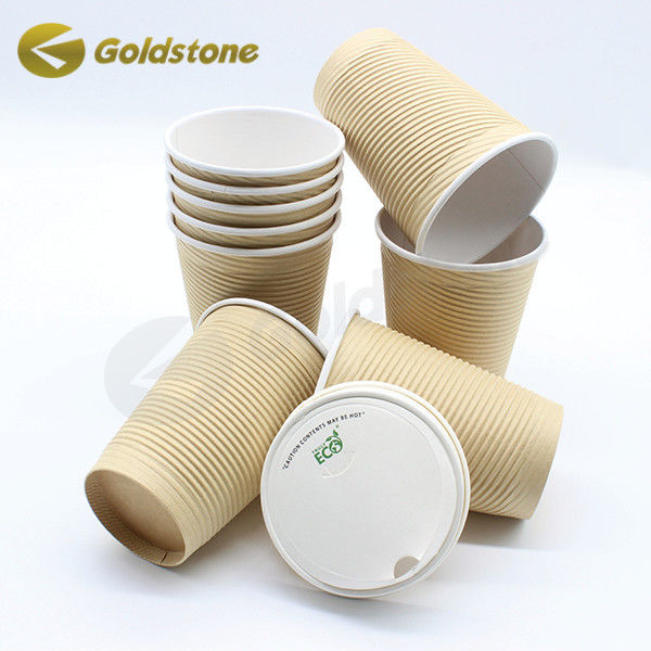 Food Grade Paper 350ml Kraft Ripple Cups Printed Coffee CupsFor Safe Sustainable 1